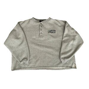 Vintage Yesterdays Tan Jackson Hole Wyoming Sweatshirt Logo Ribbed Lined Baggy
